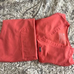 Hot coral Figs scrubs women set